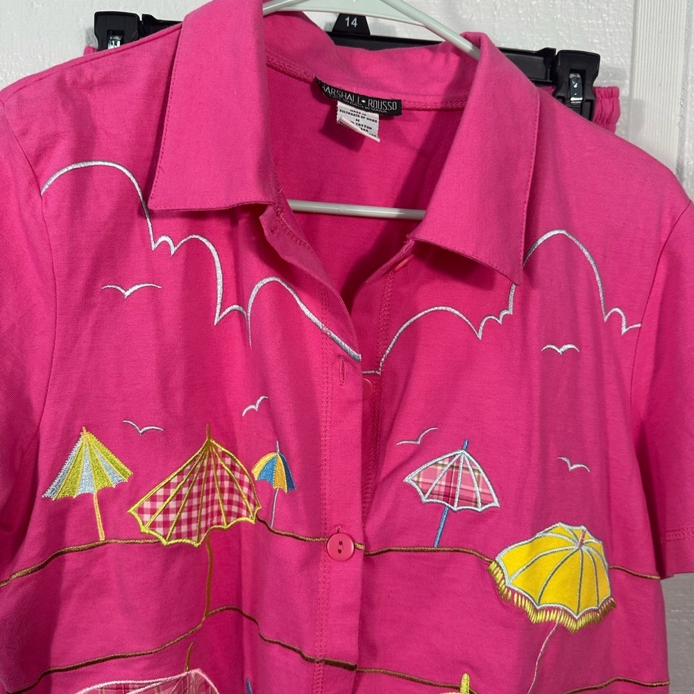 Marshall Russo  Vintage Pink Short Sleeve Capri Set Size M EUC - Picture 4 of 12